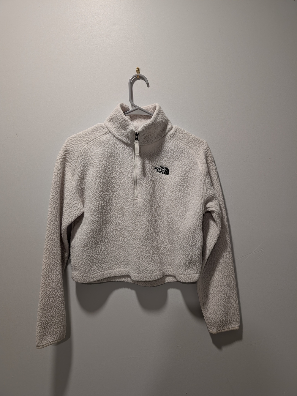 The North Face Women's Cream Half-Zip Sherpa Crop Pullover